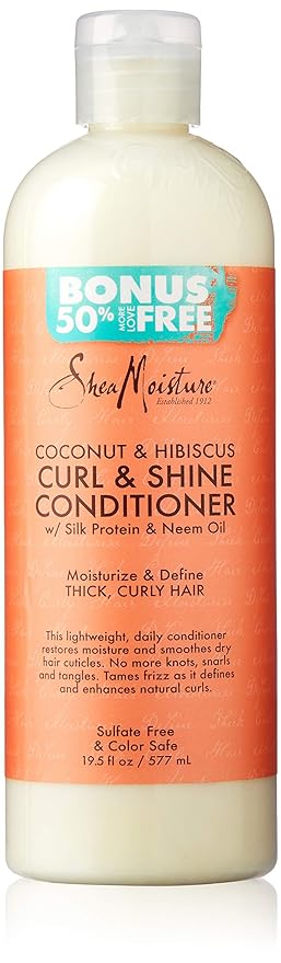 Shea Moisture Coconut & Hibiscus Curl & Shine Conditioner, 19.5 Fl Oz