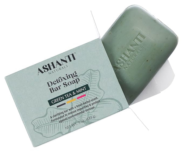 Ashanti Naturals Green Tea Soap Bar | Detoxing Natural Soap with Shea Butter, Olive Oil & Haxel Extract – 5 oz