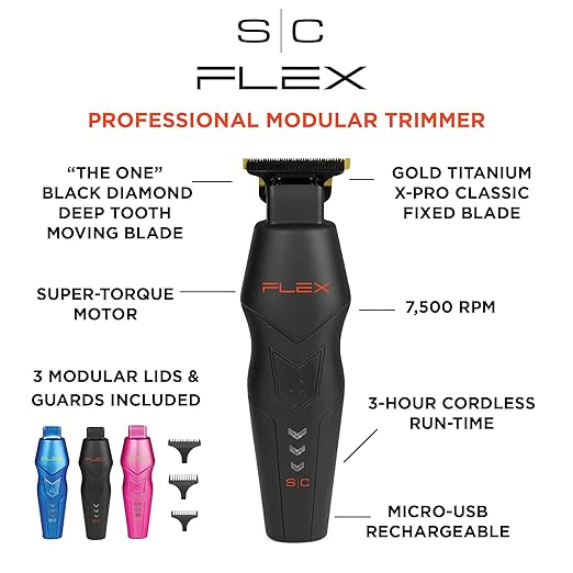 STYLECRAFT Flex Professional Modular Super-Torque Motor Cordless Hair Trimmer with 3 Modular Body Lids — product view