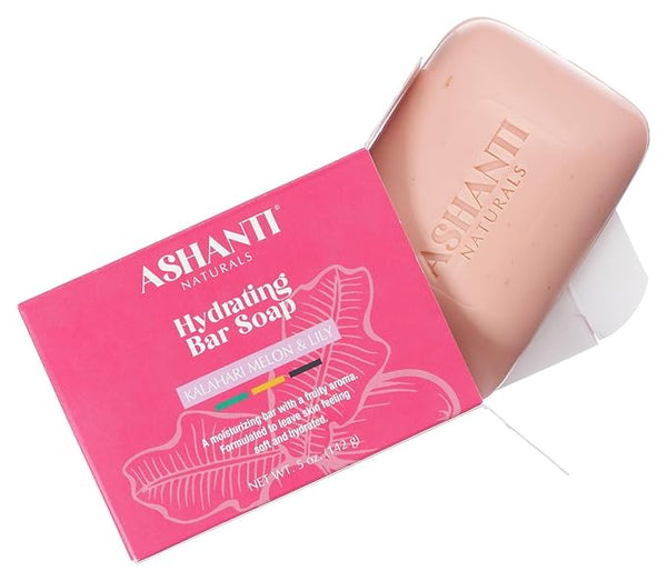 Ashanti Naturals Kalahari Melon & Lily Soap Bar | Hydrating Natural Soothing Soap with Shea Butter & Cocoa – 5 oz
