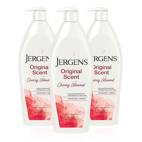 Jergens Original Scent Dry Skin Body Lotion, Hand and Body Moisturizer, Cherry Almond Essence, Dermatologist Tested, 21 Oz