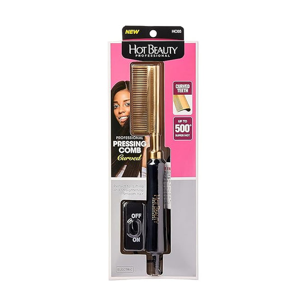 Professional Electric Pressing Comb, Hot Comb Hair Straightener (Curved Teeth)