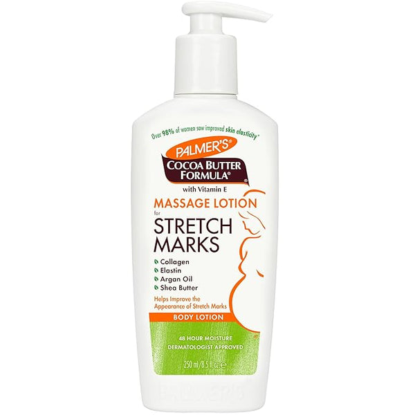 Palmer's Cocoa Butter Formula Massage Lotion For Stretch Marks, Pregnancy Skin Care, Belly Cream with Collagen, Elastin, Argan OIl and Shea Butter, 8.5 Ounces