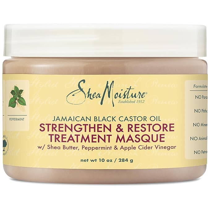 SheaMoisture Jamaican Black Castor Oil Treatment Masque – Deep Conditioner Hair Treatment for Dry, Damaged Hair, 10 Oz