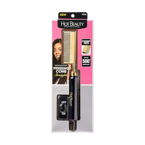 Professional Electric Pressing Comb, Hot Comb Hair Straightener (Straight Teeth)