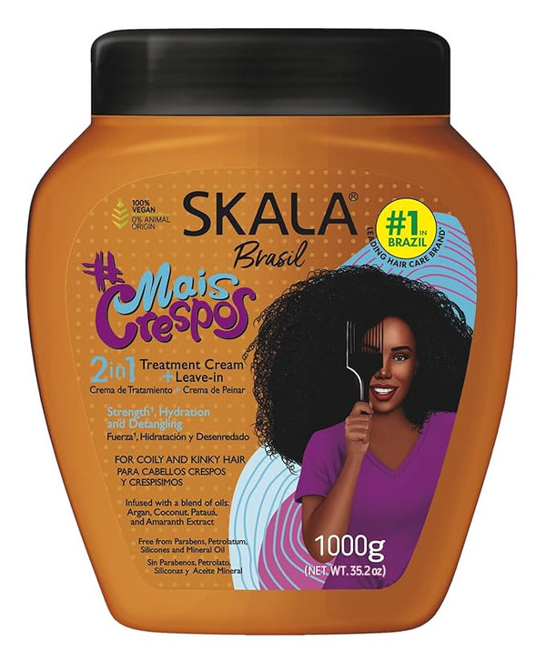 SKALA Mais Crespos Super Curly Hair Type 4ABC - Hydrate, Eliminate Frizz 2 IN 1 Conditioning Treatment Cream and Cream To Comb