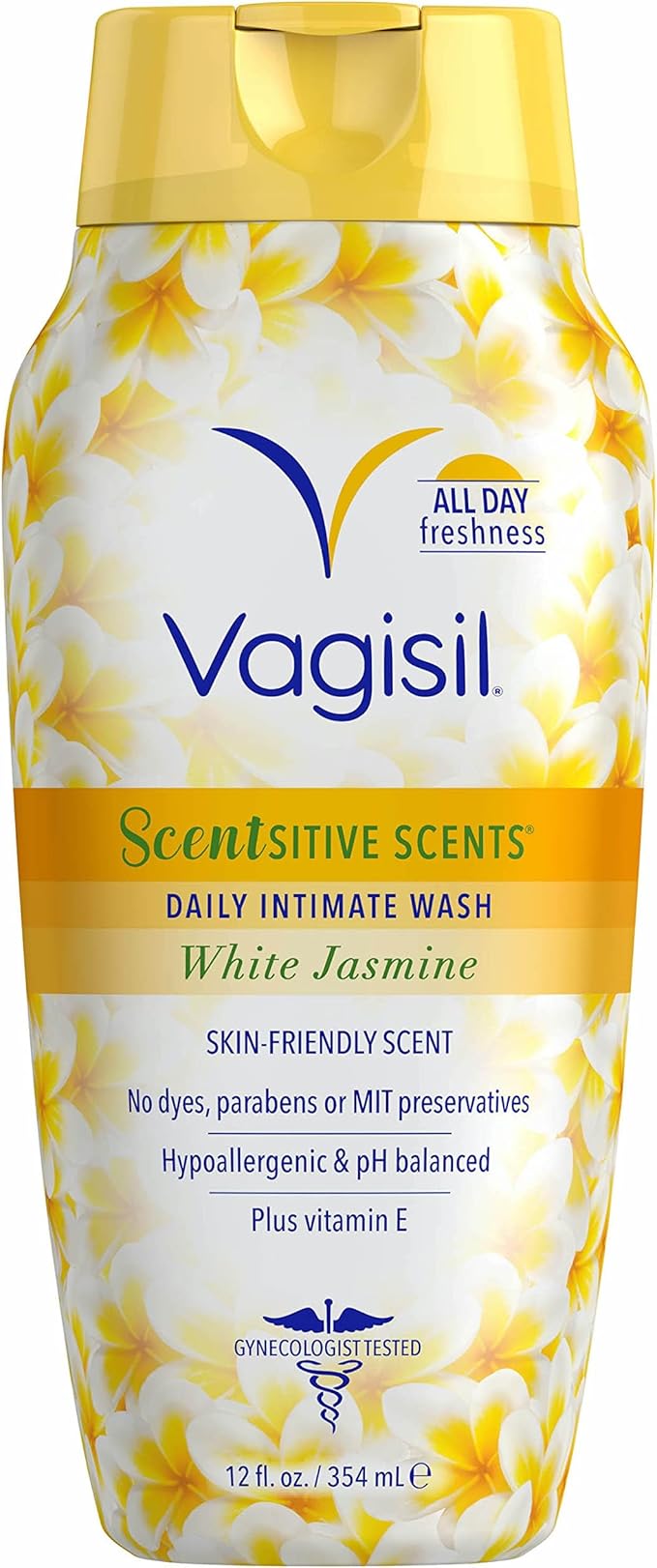Vagisil Feminine Wash for Intimate Area Hygiene, Scentsitive Scents, pH Balanced and Gynecologist Tested, White Jasmine, 12 oz