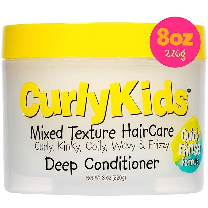 CurlyKids Hair Detangler Conditioner for Kids Kinky, Wavy & Curly Hair - Sulfate & Paraben Free Hair Care Formula - 8oz