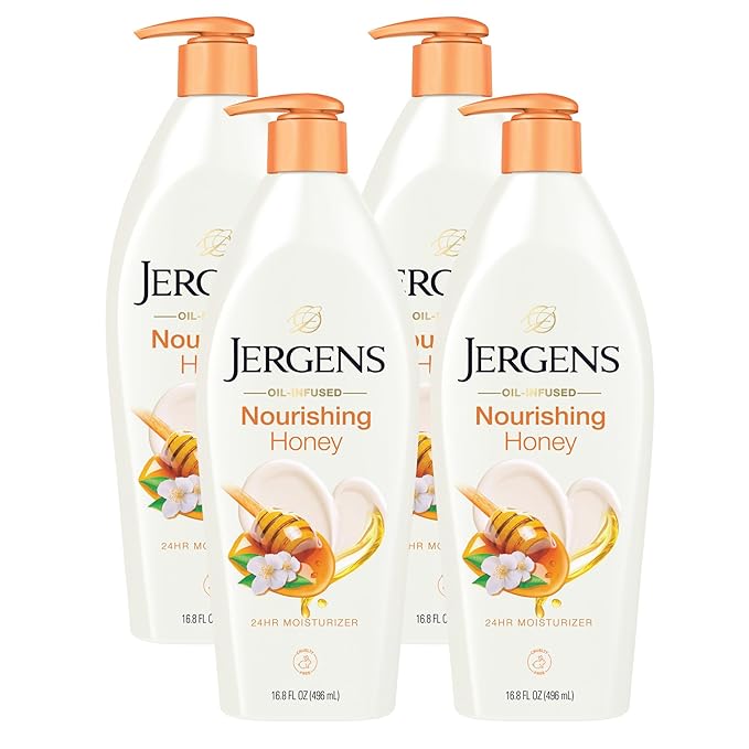 Jergens Nourishing Honey Dry Skin Moisturizer, with Illuminating Hydralucence Blend, Skin Nourishing Formula, Dermatologist Tested, 16.8 Oz