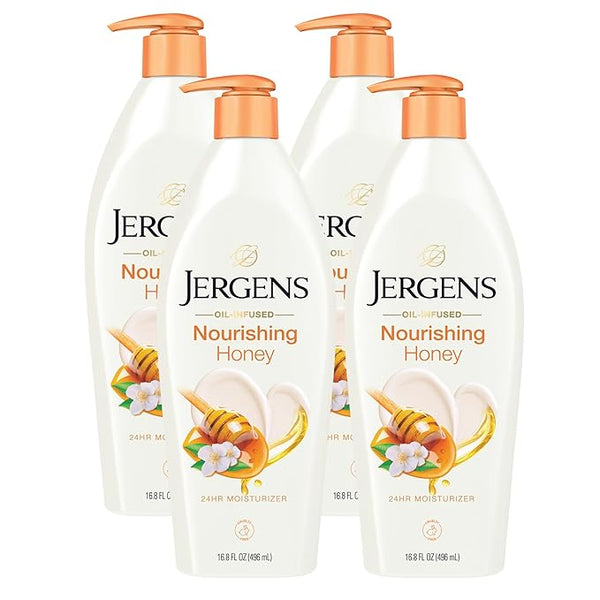 Jergens Nourishing Honey Dry Skin Moisturizer, with Illuminating Hydralucence Blend, Skin Nourishing Formula, Dermatologist Tested, 16.8 Oz