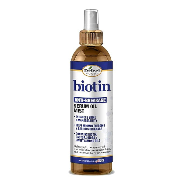 Difeel Biotin Anti-Breakage Serum Oil Mist 8 oz. - Nourishing Anti-Frizz Serum, Lighweight Hair Oil Mist for Frizz and Hair Breakage, Improves Shine
