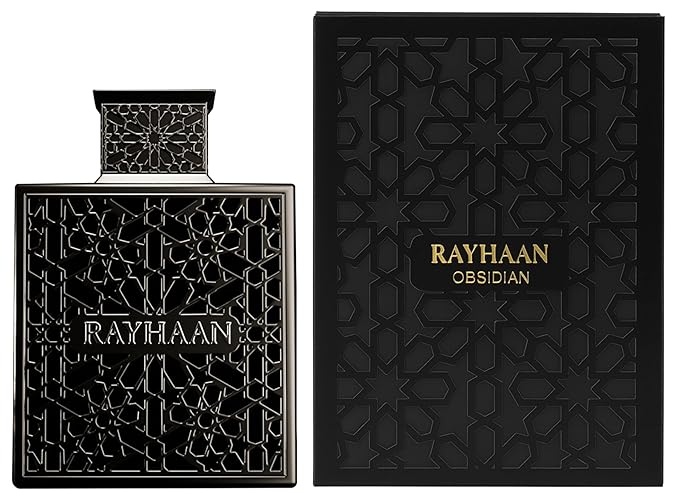 Rayhaan Obsidian - Woody, Spicy, Amber, Masculine - Eau de Parfum-Long-Lasting Fragrance for Men, 3.4 Ounce