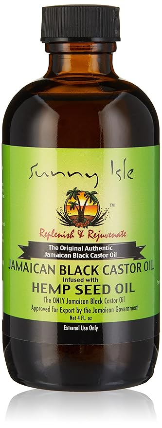 Sunny Isle Jamaican Black Castor Oil Infused With Hemp Oil, Brown, 4 Fluid Ounce