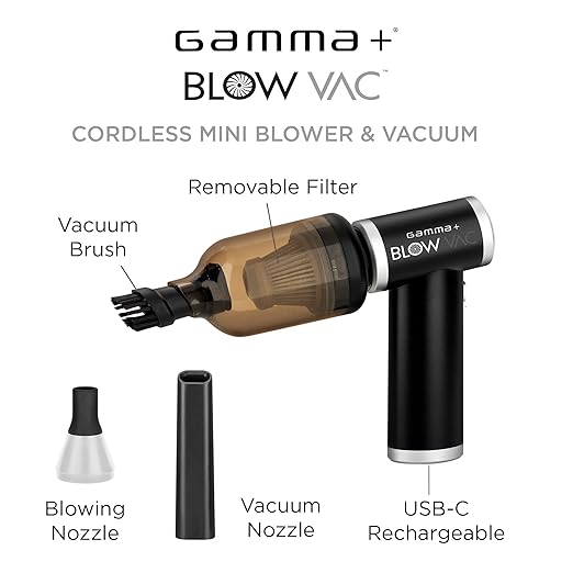 GAMMA+ Blow Vac 2-in-1 Handheld Air Blower and Vacuum USB-C Rechargeable with 4 Attachments — product view