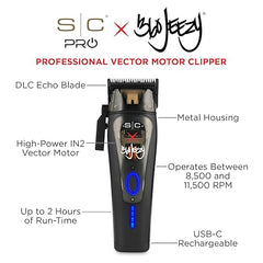 Stylecraft Instinct Professional IN2 Vector Motor Cordless Hair Clipper with Intuitive Torque Control, 3 Modular Lids