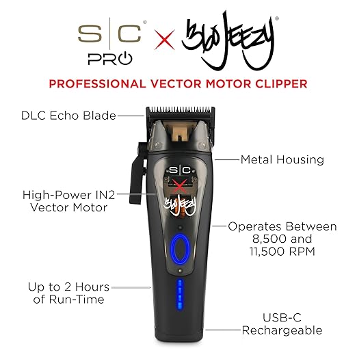 Stylecraft Instinct Professional IN2 Vector Motor Cordless Hair Clipper with Intuitive Torque Control, 3 Modular Lids — product view