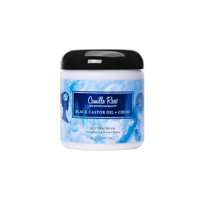 Camille Rose Black Castor Oil & Chebe Buttercream, Strengthening and Styling Butter to Restore Moisture for Thick, Textured Hair, 8 oz