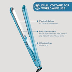 BabylissPRO Nano Titanium Ultra-Thin Hair Straightener, Professional Flat Iron 1.5'/38mm
