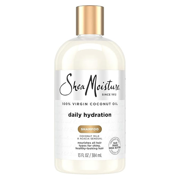 SheaMoisture Daily Hydration Shampoo for All Hair Types 100% Virgin Coconut Oil Sulfate-Free, 13 Oz