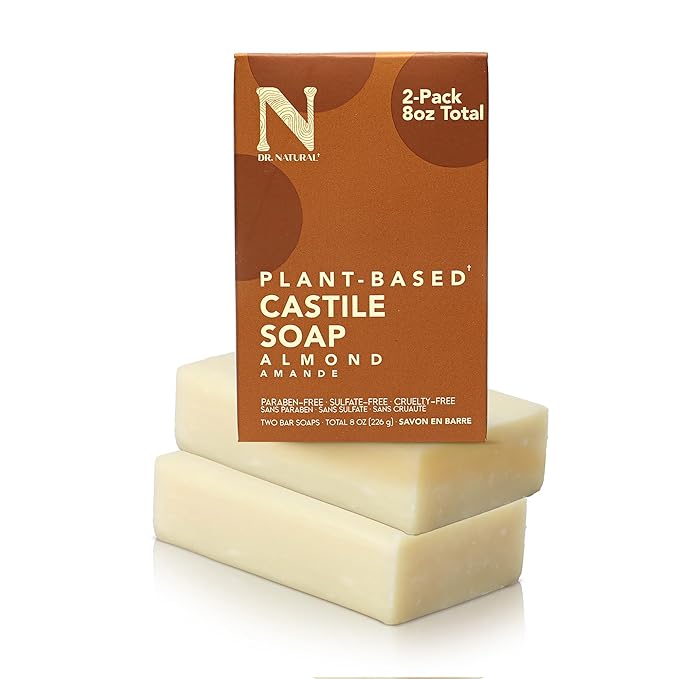 Dr. Natural Pure Castile Soap, Almond,  Plant-Based - Made with Shea Butter