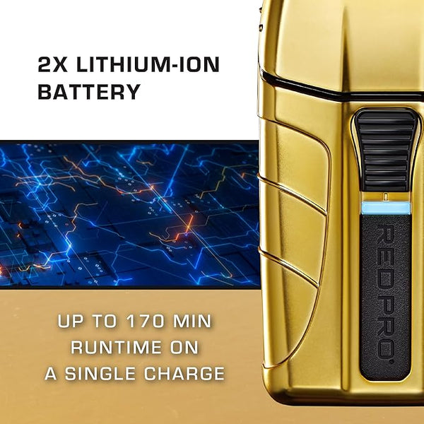 RED Pro Titanium Foil Shaver Cord/Cordless Shaver for Men, Powerful Electric Razor USB-C Rechargeable, Up to 170 Minutes of Run Time, Quiet, Durable and Portable (Matte Gold) — product view