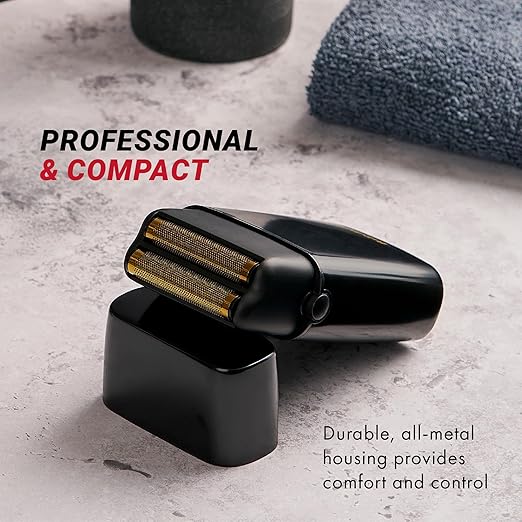 BaBylissPRO METALFX Double Foil Shaver, Handheld Electric Razor for Travel, Portable Cordless Close Face Shaver for Head, Beard, & Neck