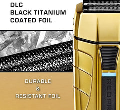 RED Pro Titanium Foil Shaver Cord/Cordless Shaver for Men, Powerful Electric Razor USB-C Rechargeable, Up to 170 Minutes of Run Time, Quiet, Durable and Portable (Matte Gold)