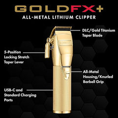 BaBylissPRO FX+ Professional Barber Cord/Cordless Hair Clippers for Men, All Metal, Lithium Battery with 3-Hour Runtime