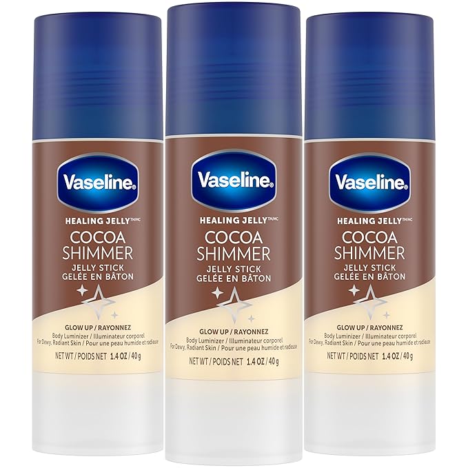 Vaseline Cocoa Shimmer Jelly Stick – Non-Greasy Moisturizer for Glowing Skin, Face & Body Lotion, Travel-Size, 1.4 Oz