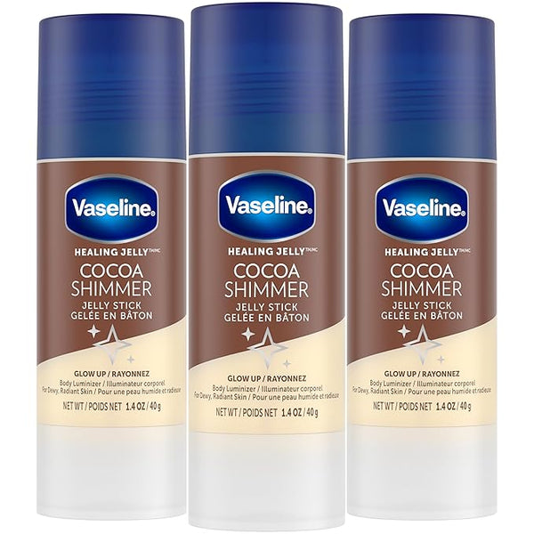 Vaseline Cocoa Shimmer Jelly Stick – Non-Greasy Moisturizer for Glowing Skin, Face & Body Lotion, Travel-Size, 1.4 Oz