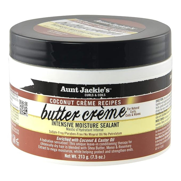 Aunt Jackie's Coconut Crème Recipes Butter Crème Intensive Moisture Sealant, Leave-In Conditioning Therapy for Dry Hair, 7.5 oz