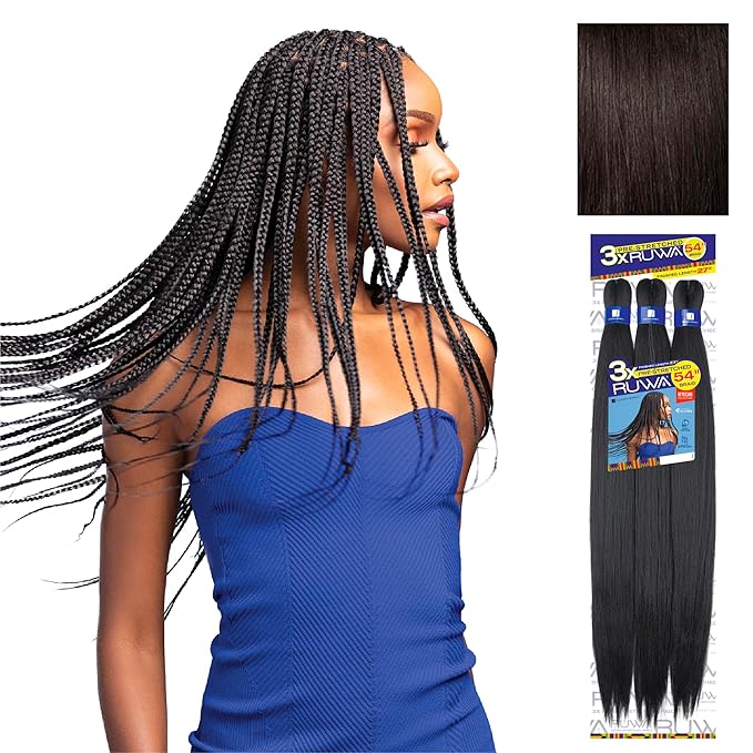 Sensationnel Ruwa prestretched braiding hair - 3x 54 inch water repellent kanekalon fast dry synthetic sports itch free