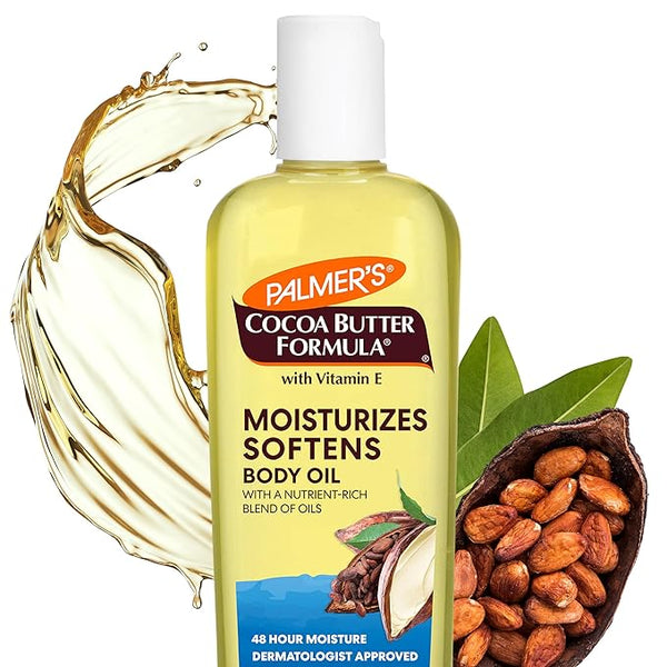 Palmer's Cocoa Butter Moisturizing Body Oil with Vitamin E, Radiant Looking Glow and Skin Hydration, Instant Absorption, Bath, Body and Shower