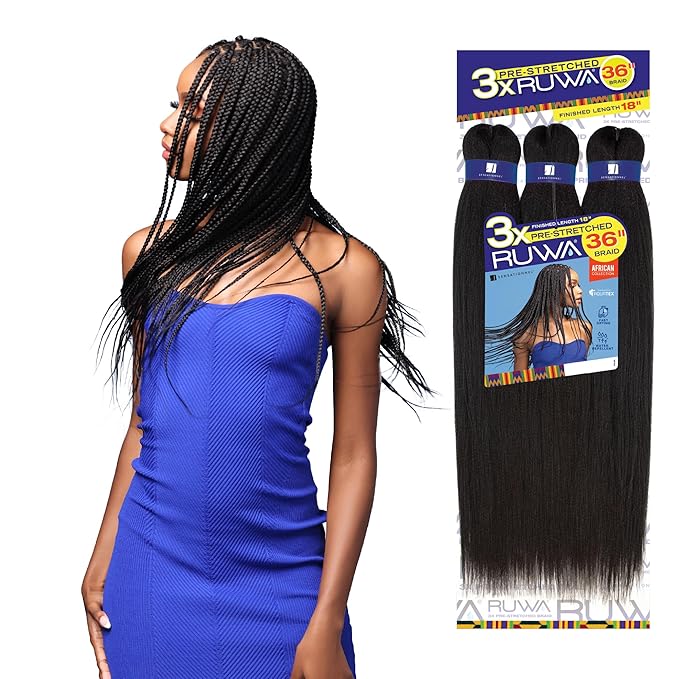 Sensationnel Ruwa prestretched braiding hair - 3x 36 inch water repellent kanekalon fast dry synthetic sports itch free