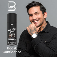 L3 Level 3 Black Hair Fiber Spray - Covers Bald Spots & Thinning Hair - Instant Gray Coverage & Thicker Hair Appearance