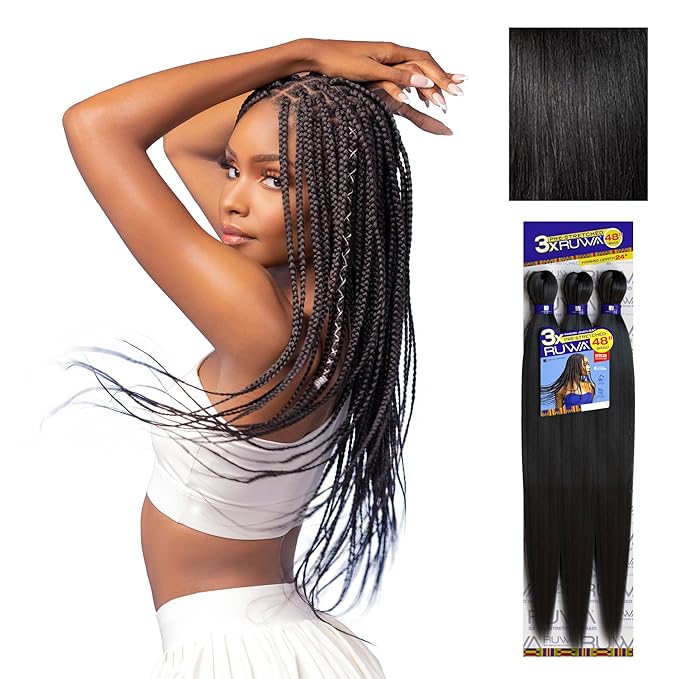 Sensationnel Ruwa prestretched braiding hair - 3x 48 inch water repellent kanekalon fast dry synthetic sports itch free