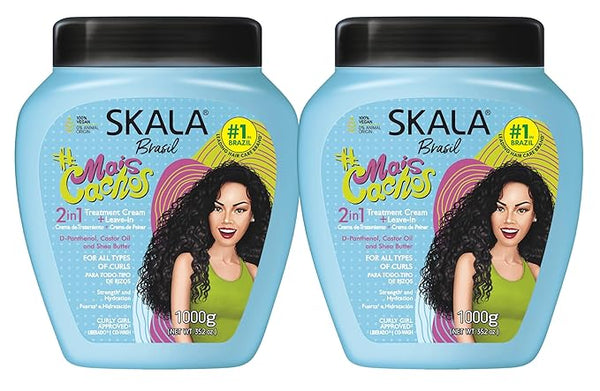 SKALA Mais Cachos Hydrates Curls, Eliminates Frizz, For Curly Hair - 2 IN 1 Conditioning Treatment Cream and Cream To Comb 35.2oz New