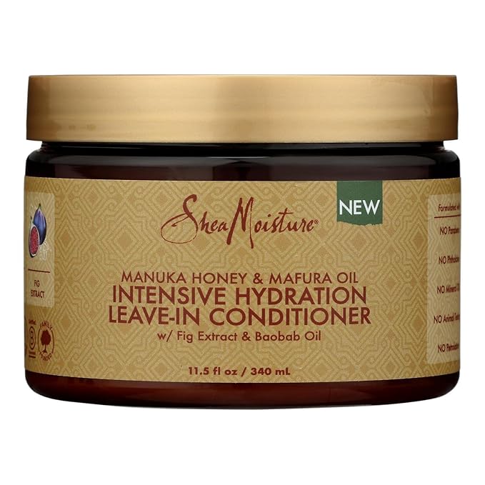 SheaMoisture Intensive Hydration Leave-in Conditioner for Curly Hair Manuka Honey and Mafura Oil Hair Conditioner to Strengthen and Restore Hair 11.5 oz