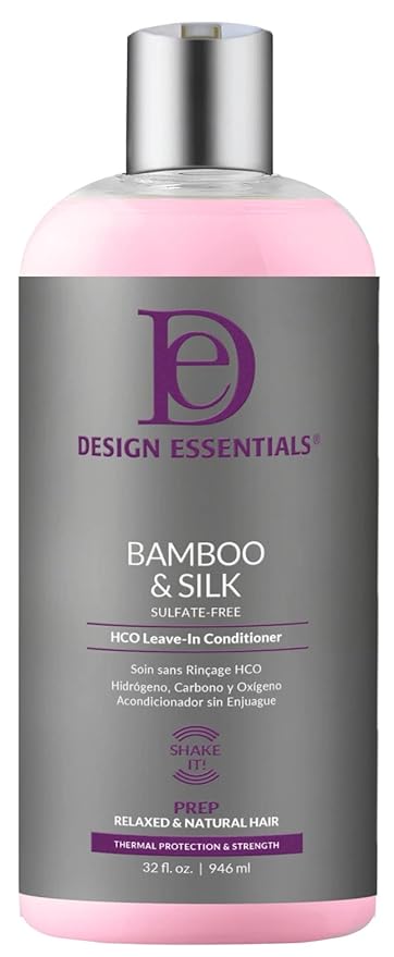 Design Essentials Bamboo & Silk HCO Leave-In Conditioner, Thermal Protection for Natural and Relaxed Hair, Softens & Detangles, 32 Oz