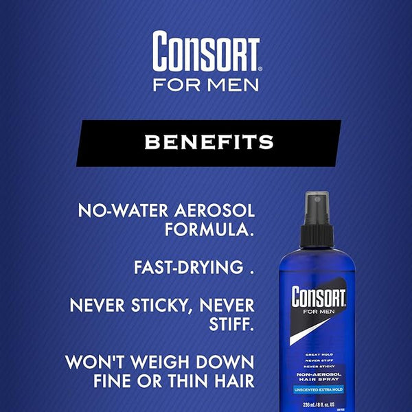 Consort Hair Spray for Men, Extra Hold, Unscented, Non-Aerosol - 8 oz — product view