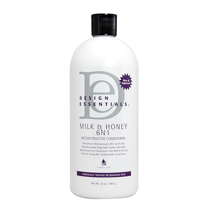 Design Essentials Milk & Honey 6N1 Reconstructive Conditioner, Strengthens & Restores Chemically Treated Hair, With HydraStrength Complex, 32 oz