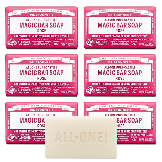 Dr. Bronner's Pure-Castile Magic Soap Bars Rose, 5 oz