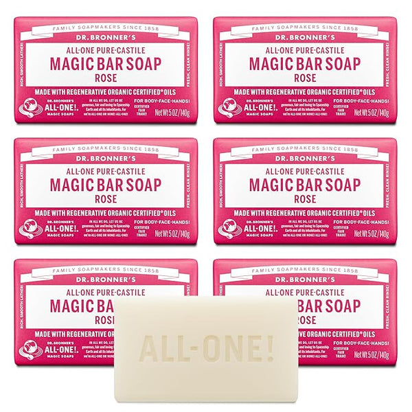 Dr. Bronner's Pure-Castile Magic Soap Bars Rose, 5 oz