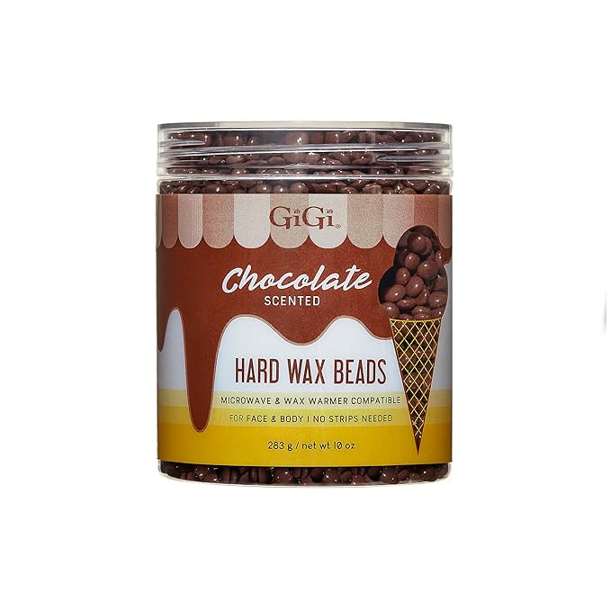 GiGi Hard Wax Beads for Hair Removal Chocolate Scented - Strip-Free for Face & Body, Microwave & Wax Warmer Compatible, 10 oz