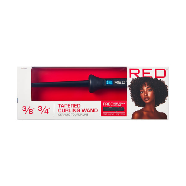 red by kiss Ceramic Curling Wand Set With Interchangeable Barrels For Smooth Curls Fast Heating Curling Iron With Glove For Long-Lasting Frizz-Free Styles  SKU: CIW09 types ︰ 3-4-to-3-8-tapered-curling-wand