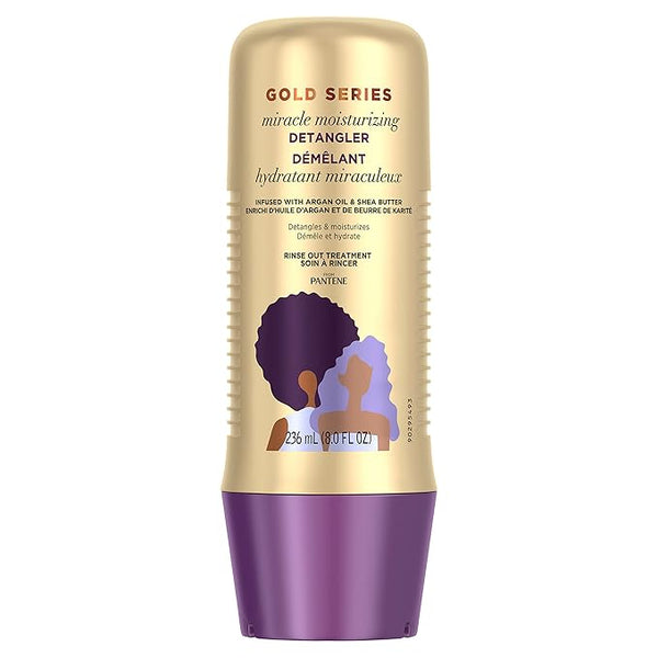 Pantene Gold Series Detangler Treatment for Curly and Coily Hair with Argan Oil and Shea Butter, 8 Fl Oz