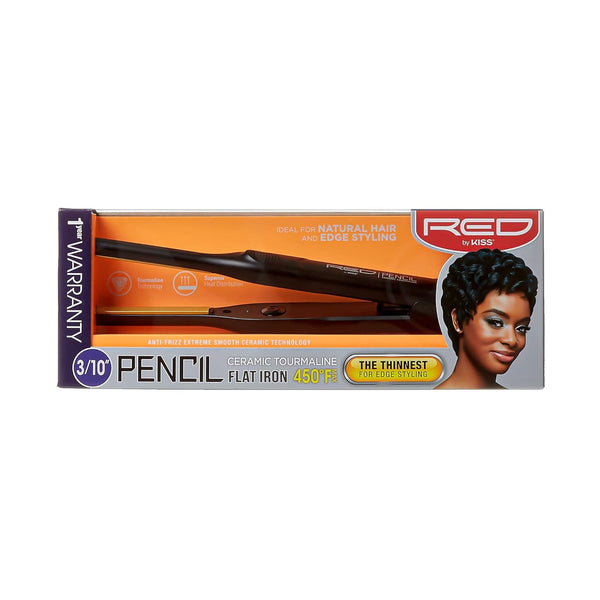 red by kiss Ultra-Thin 3/10″ Ceramic Tourmaline Plates Pencil Flat Iron for Edge Straightening & Short Hair