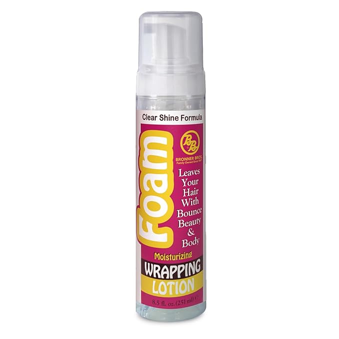 Bronner Bros BB Foam Wrap Lotion - Moisturizing Foaming Wrap with Olive Oil for Natural & Relaxed Hair - Alcohol-Free, No Flaking or Build-Up, Define Curls, Style Roller Sets & Finger Waves - 8 oz