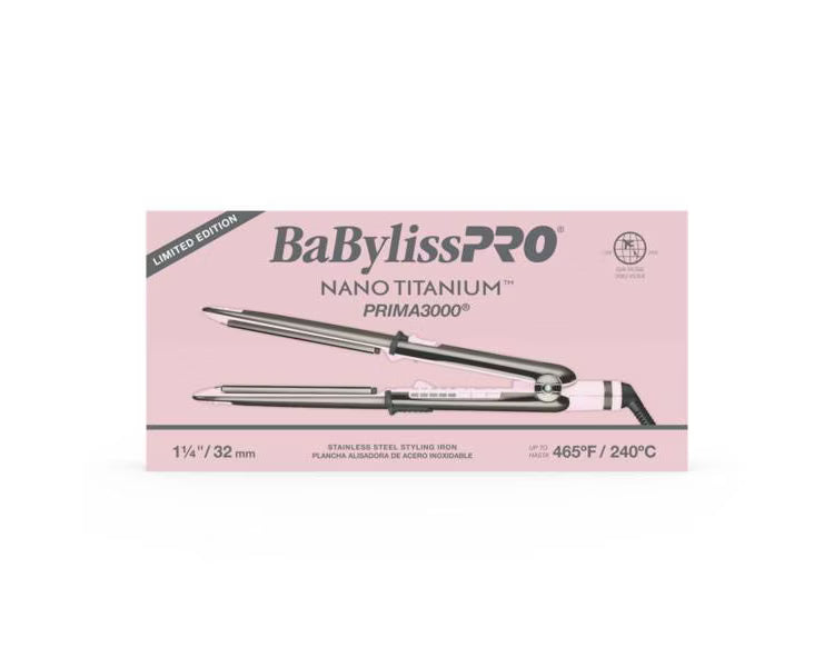 BaBylissPRO Nano Titanium Limited Edition 1.25" Prima3000 Stainless Steel Styling Iron - Pink