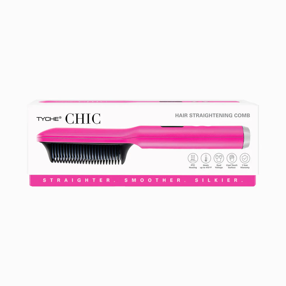 Tyche Chic Hair Straightening Comb. Tyche Pink